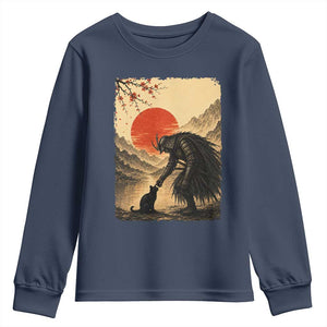 Vintage Japanese Art Samurai Warrior Black Cat Youth Sweatshirt Ukiyoe Style Boop Meme