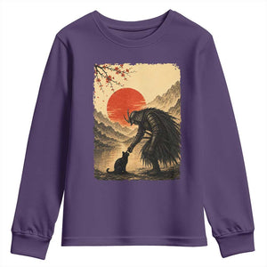Vintage Japanese Art Samurai Warrior Black Cat Youth Sweatshirt Ukiyoe Style Boop Meme