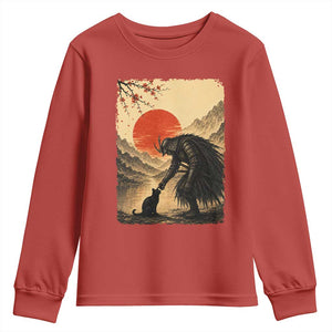Vintage Japanese Art Samurai Warrior Black Cat Youth Sweatshirt Ukiyoe Style Boop Meme