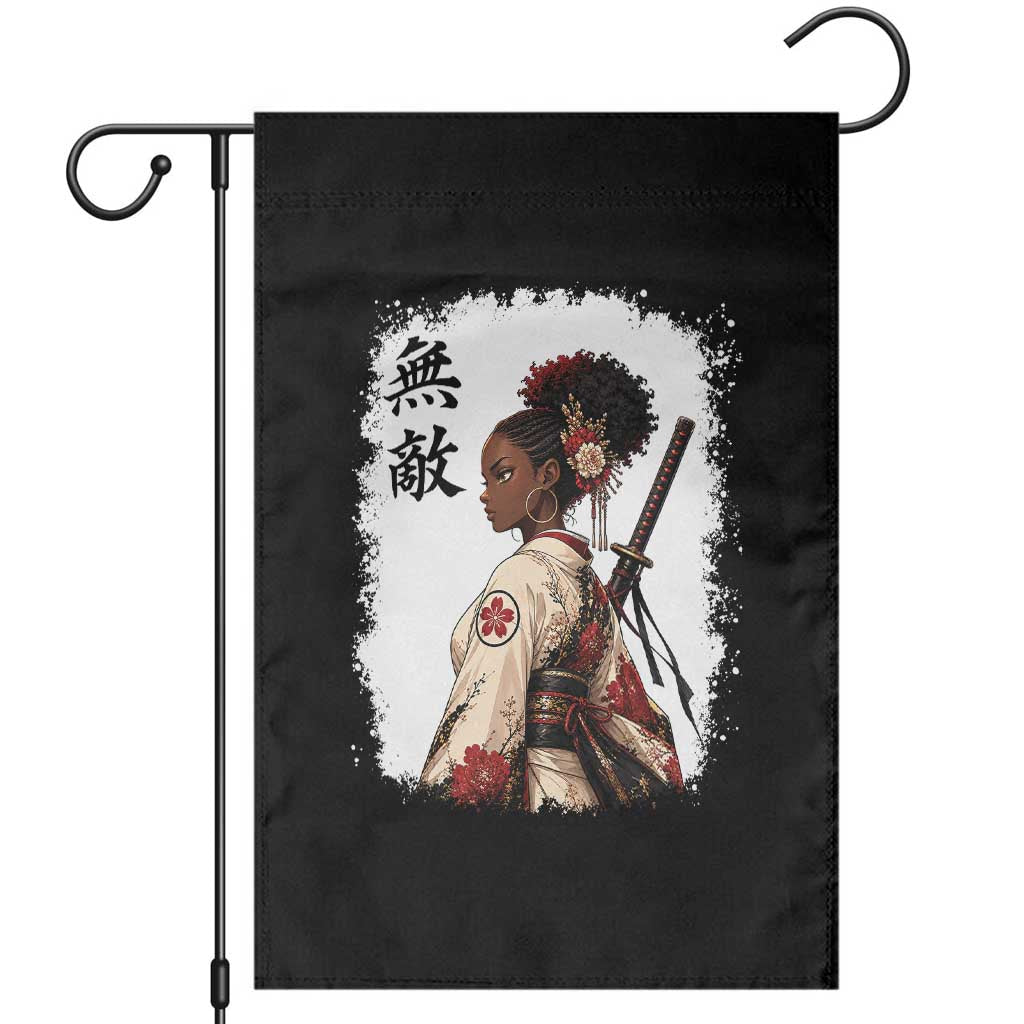 Afro African Pride Samurai Black Girl Garden Flag Vintage Japanese Sumie Katana Graphic TS12 Black Print Your Wear