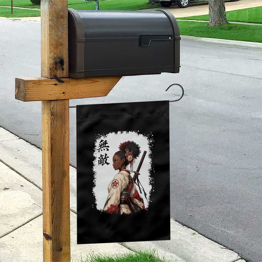 Afro African Pride Samurai Black Girl Garden Flag Vintage Japanese Sumie Katana Graphic