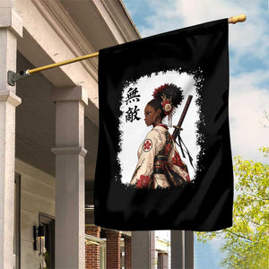 Afro African Pride Samurai Black Girl Garden Flag Vintage Japanese Sumie Katana Graphic