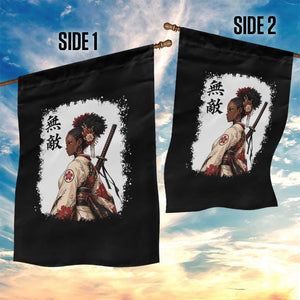 Afro African Pride Samurai Black Girl Garden Flag Vintage Japanese Sumie Katana Graphic