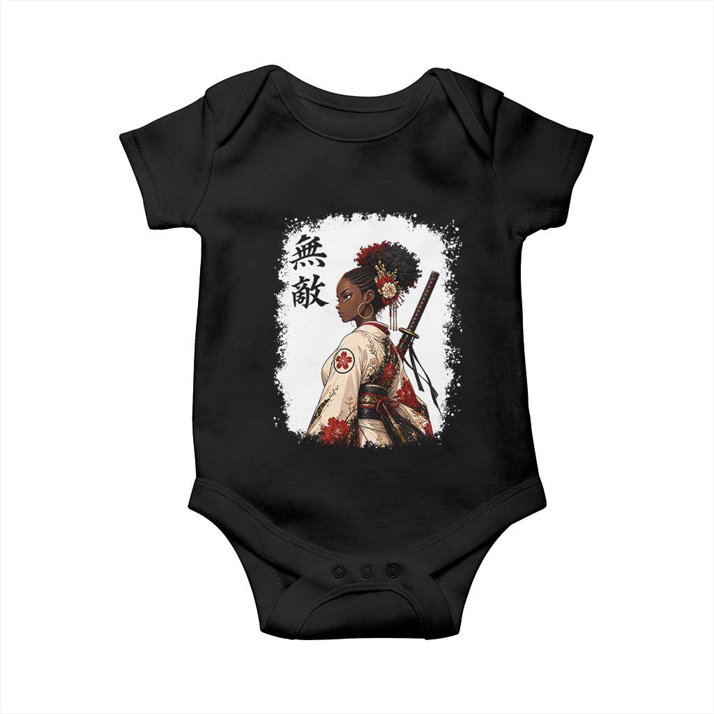 Afro African Pride Samurai Black Girl Baby Onesie Vintage Japanese Sumie Katana Graphic