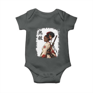 Afro African Pride Samurai Black Girl Baby Onesie Vintage Japanese Sumie Katana Graphic