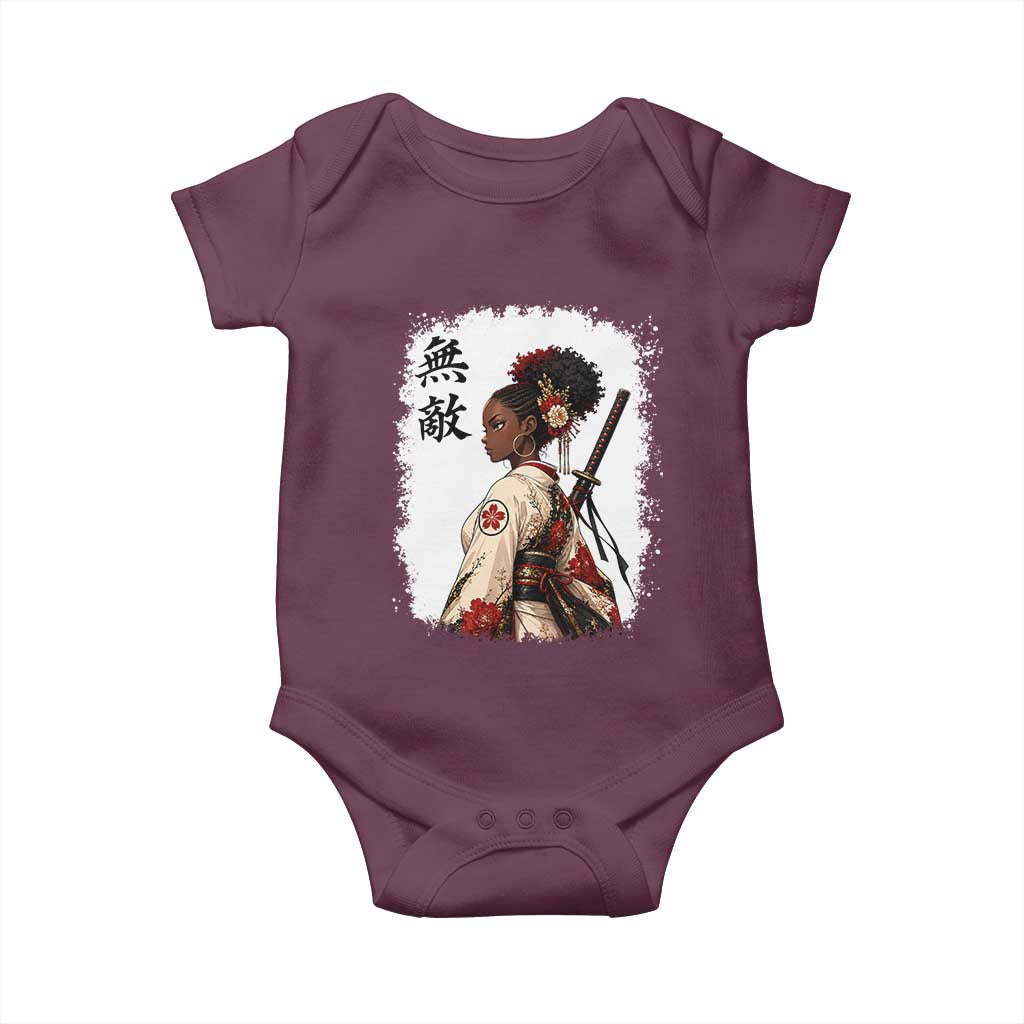 Afro African Pride Samurai Black Girl Baby Onesie Vintage Japanese Sumie Katana Graphic