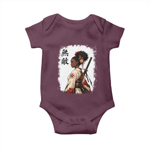 Afro African Pride Samurai Black Girl Baby Onesie Vintage Japanese Sumie Katana Graphic