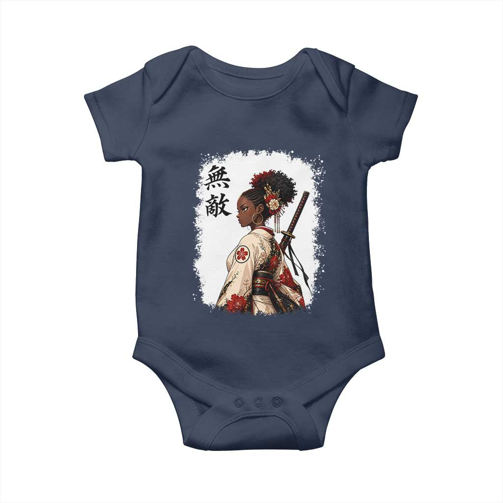Afro African Pride Samurai Black Girl Baby Onesie Vintage Japanese Sumie Katana Graphic
