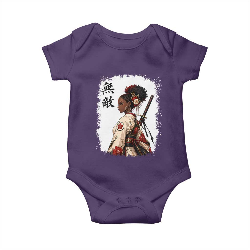 Afro African Pride Samurai Black Girl Baby Onesie Vintage Japanese Sumie Katana Graphic
