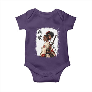 Afro African Pride Samurai Black Girl Baby Onesie Vintage Japanese Sumie Katana Graphic