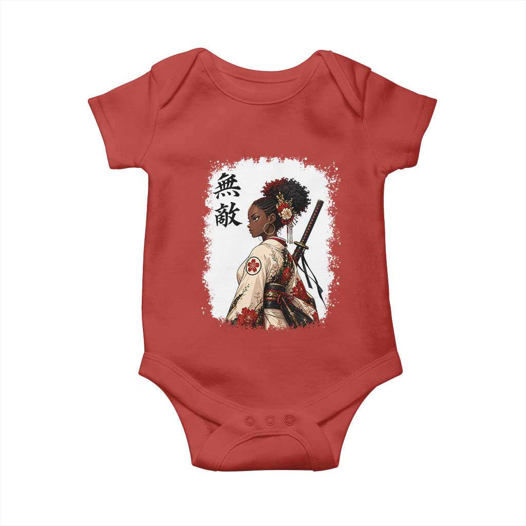 Afro African Pride Samurai Black Girl Baby Onesie Vintage Japanese Sumie Katana Graphic