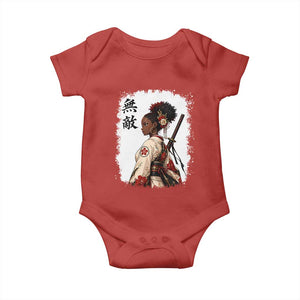 Afro African Pride Samurai Black Girl Baby Onesie Vintage Japanese Sumie Katana Graphic