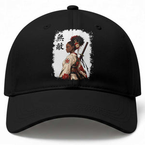 Afro African Pride Samurai Black Girl Baseball Cap Vintage Japanese Sumie Katana Graphic TS12 Print Your Wear