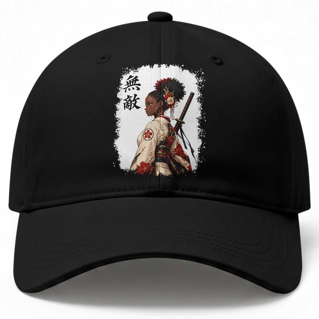 Afro African Pride Samurai Black Girl Baseball Cap Vintage Japanese Sumie Katana Graphic TS12 Print Your Wear