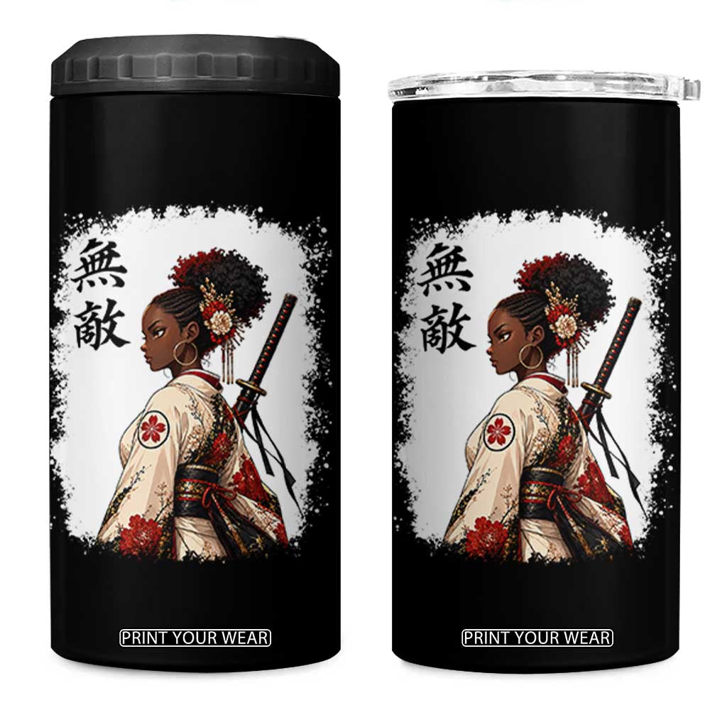 Afro African Pride Samurai Black Girl 4 in 1 Can Cooler Tumbler Vintage Japanese Sumie Katana Graphic TS12 One Size: 16 oz Black Print Your Wear