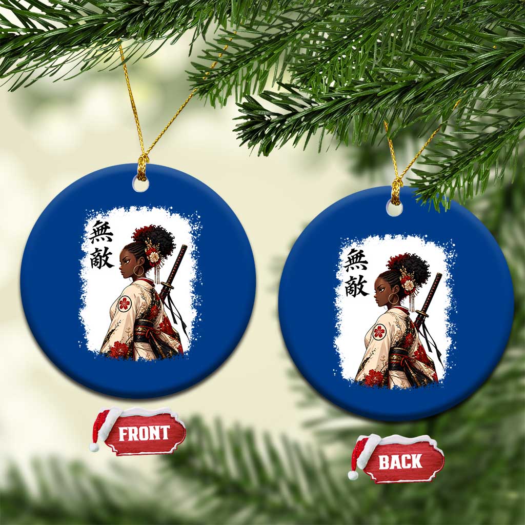 Afro African Pride Samurai Black Girl Ceramic Ornament Vintage Japanese Sumie Katana Graphic