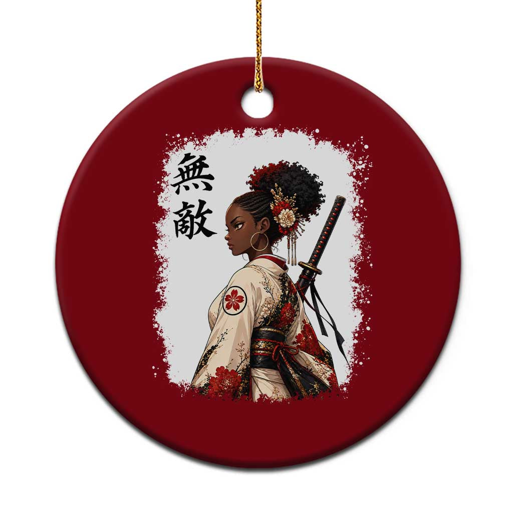 Afro African Pride Samurai Black Girl Ceramic Ornament Vintage Japanese Sumie Katana Graphic