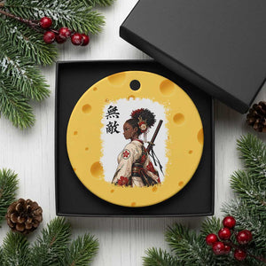 Afro African Pride Samurai Black Girl Ceramic Ornament Vintage Japanese Sumie Katana Graphic