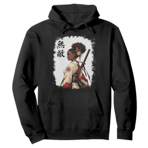 Afro African Pride Samurai Black Girl Hoodie Vintage Japanese Sumie Katana Graphic