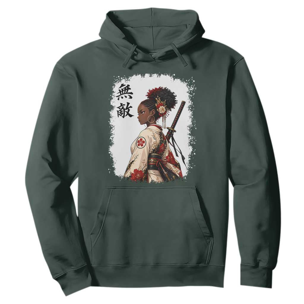 Afro African Pride Samurai Black Girl Hoodie Vintage Japanese Sumie Katana Graphic