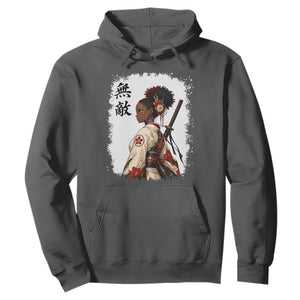 Afro African Pride Samurai Black Girl Hoodie Vintage Japanese Sumie Katana Graphic