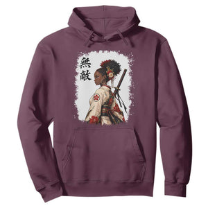 Afro African Pride Samurai Black Girl Hoodie Vintage Japanese Sumie Katana Graphic