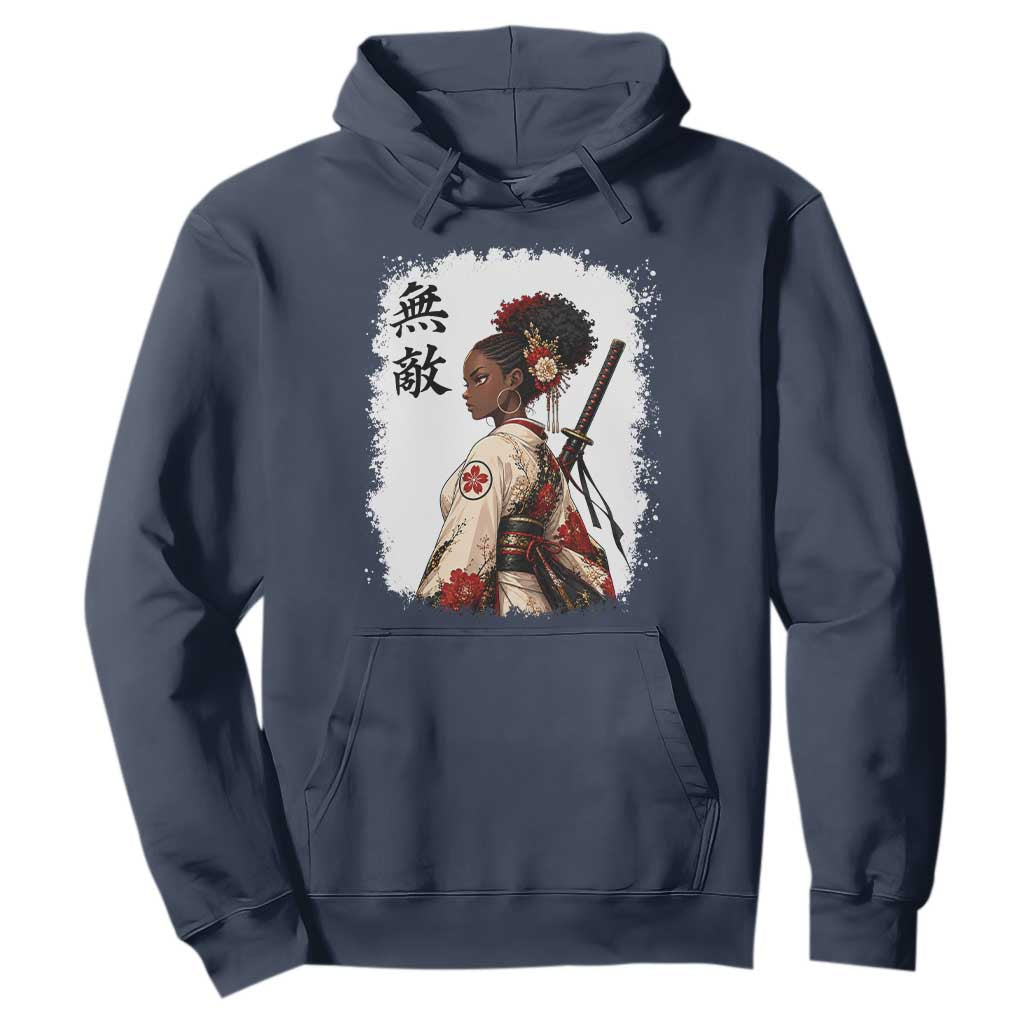 Afro African Pride Samurai Black Girl Hoodie Vintage Japanese Sumie Katana Graphic
