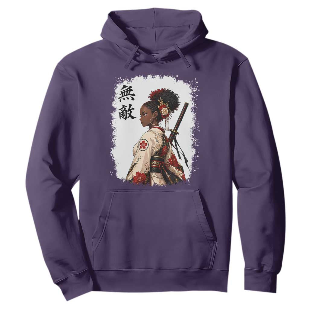 Afro African Pride Samurai Black Girl Hoodie Vintage Japanese Sumie Katana Graphic