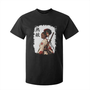 Afro African Pride Samurai Black Girl T Shirt For Kid Vintage Japanese Sumie Katana Graphic