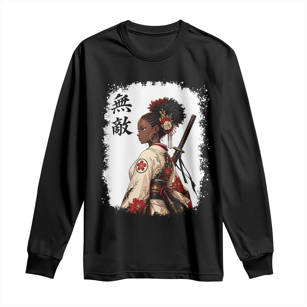 Afro African Pride Samurai Black Girl Long Sleeve Shirt Vintage Japanese Sumie Katana Graphic