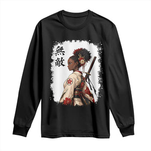 Afro African Pride Samurai Black Girl Long Sleeve Shirt Vintage Japanese Sumie Katana Graphic