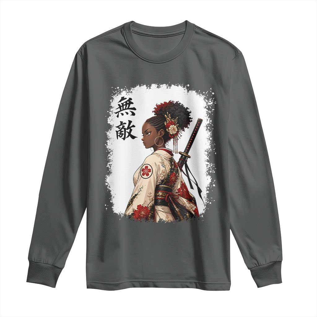 Afro African Pride Samurai Black Girl Long Sleeve Shirt Vintage Japanese Sumie Katana Graphic
