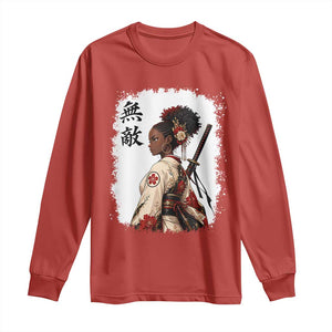 Afro African Pride Samurai Black Girl Long Sleeve Shirt Vintage Japanese Sumie Katana Graphic