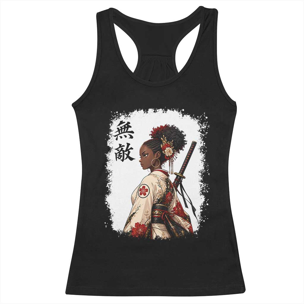 Afro African Pride Samurai Black Girl Racerback Tank Top Vintage Japanese Sumie Katana Graphic TS12 Black Print Your Wear