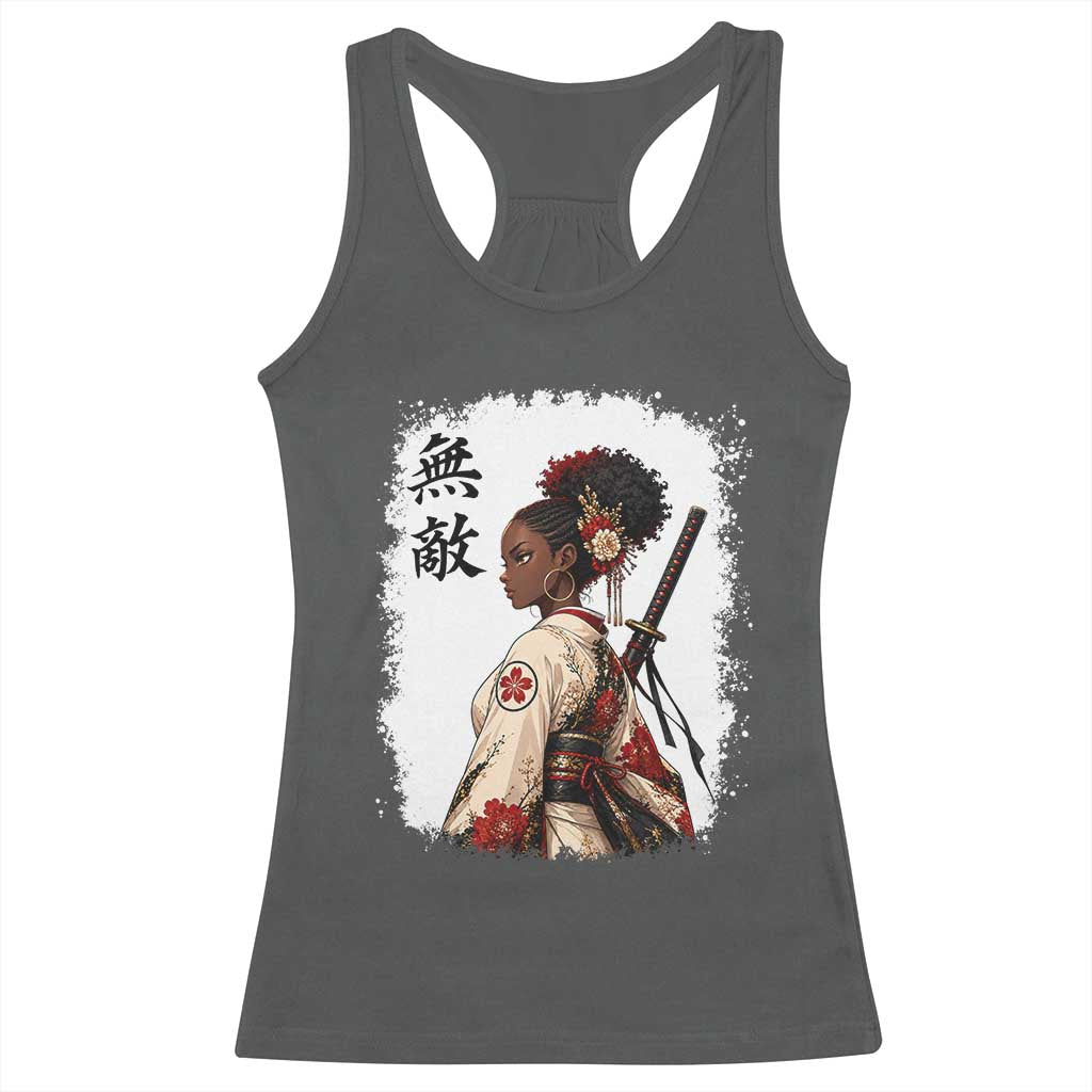 Afro African Pride Samurai Black Girl Racerback Tank Top Vintage Japanese Sumie Katana Graphic