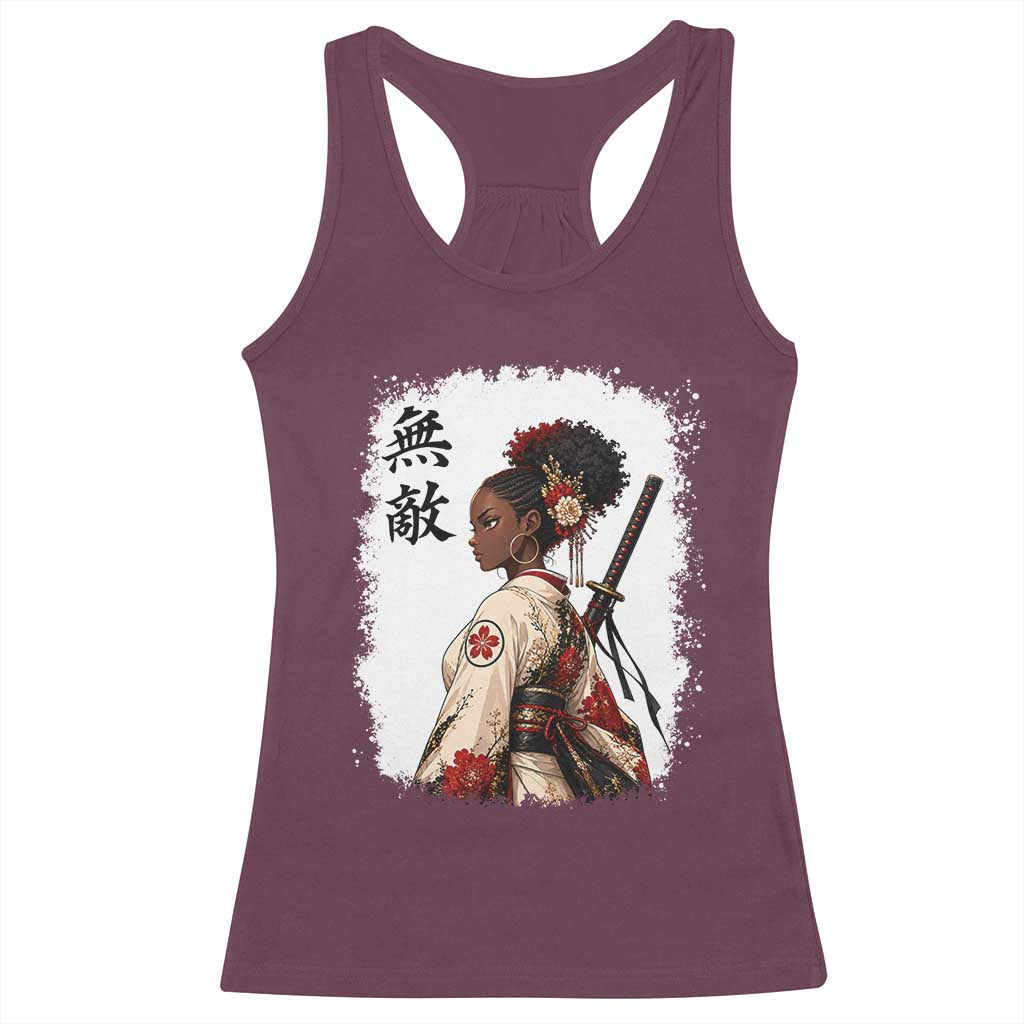 Afro African Pride Samurai Black Girl Racerback Tank Top Vintage Japanese Sumie Katana Graphic