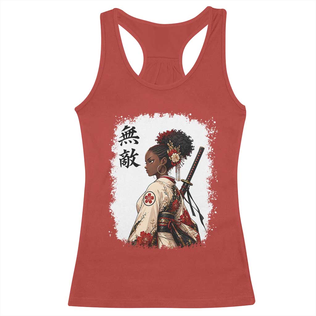 Afro African Pride Samurai Black Girl Racerback Tank Top Vintage Japanese Sumie Katana Graphic