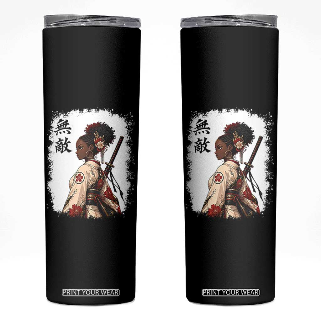 Afro African Pride Samurai Black Girl Skinny Tumbler Vintage Japanese Sumie Katana Graphic