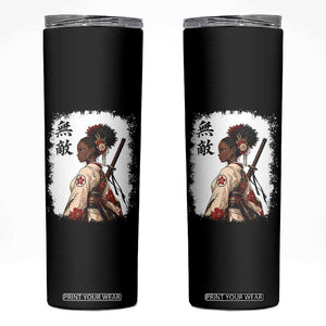 Afro African Pride Samurai Black Girl Skinny Tumbler Vintage Japanese Sumie Katana Graphic
