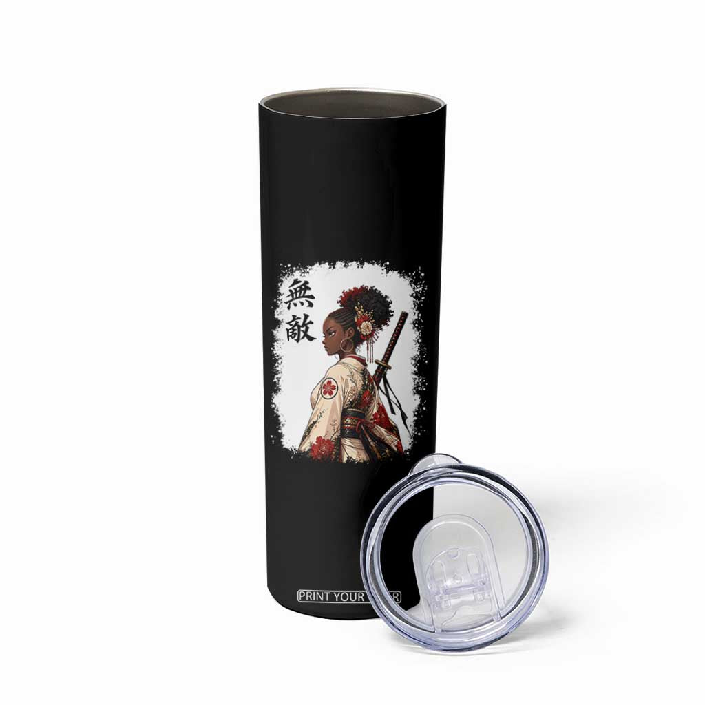 Afro African Pride Samurai Black Girl Skinny Tumbler Vintage Japanese Sumie Katana Graphic