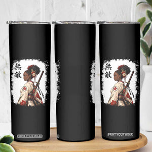 Afro African Pride Samurai Black Girl Skinny Tumbler Vintage Japanese Sumie Katana Graphic