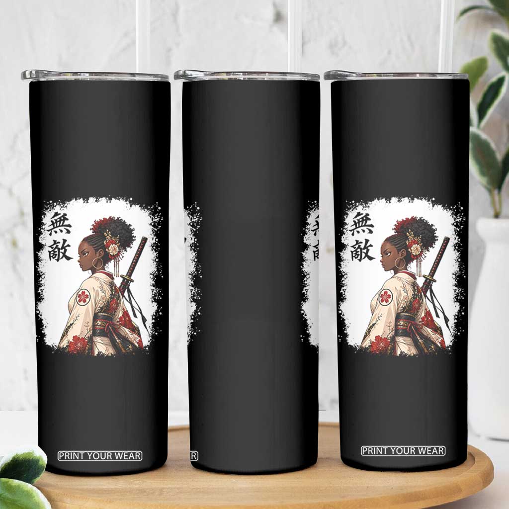 Afro African Pride Samurai Black Girl Skinny Tumbler Vintage Japanese Sumie Katana Graphic