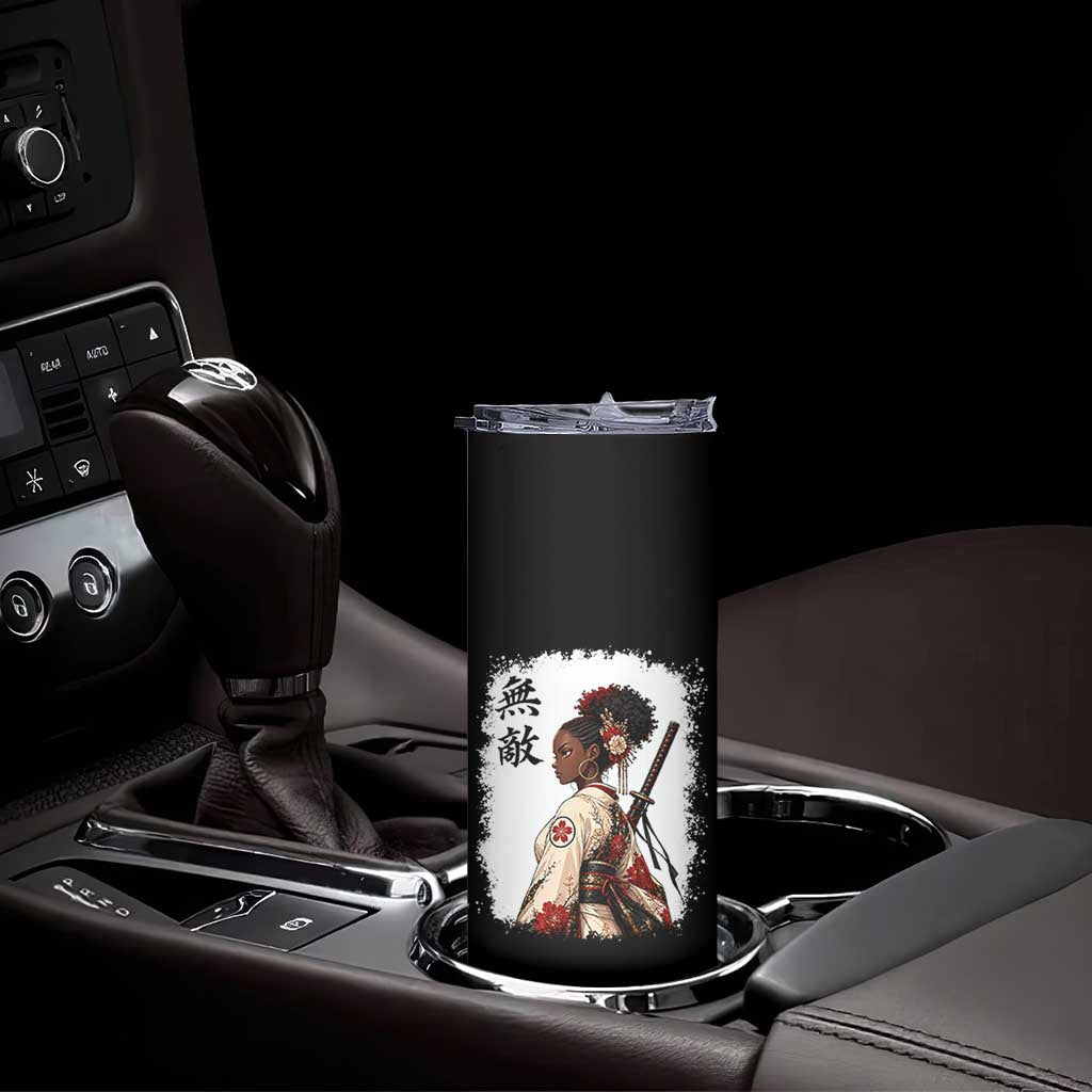 Afro African Pride Samurai Black Girl Skinny Tumbler Vintage Japanese Sumie Katana Graphic