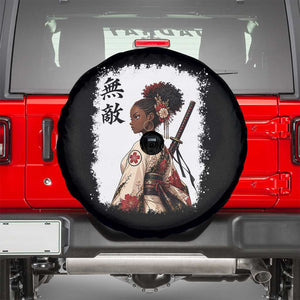 Afro African Pride Samurai Black Girl Spare Tire Cover Vintage Japanese Sumie Katana Graphic