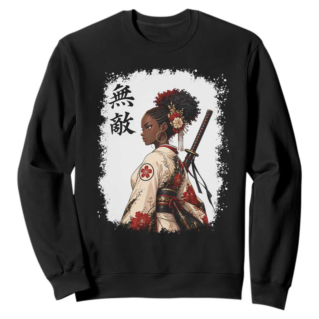 Afro African Pride Samurai Black Girl Sweatshirt Vintage Japanese Sumie Katana Graphic