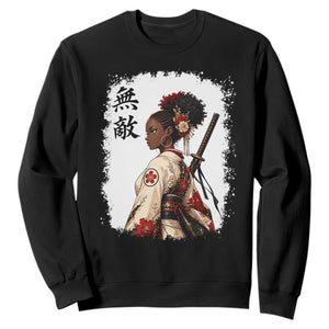 Afro African Pride Samurai Black Girl Sweatshirt Vintage Japanese Sumie Katana Graphic
