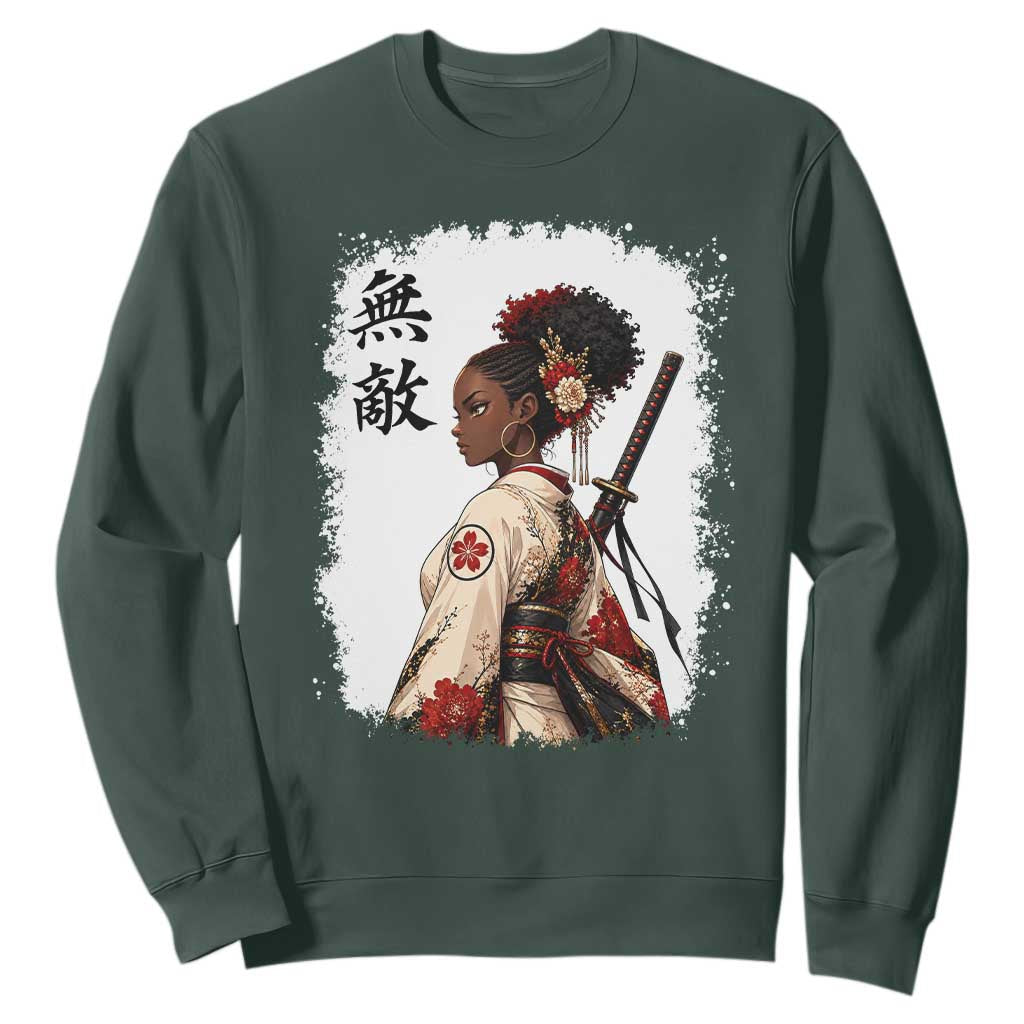 Afro African Pride Samurai Black Girl Sweatshirt Vintage Japanese Sumie Katana Graphic