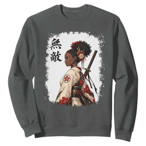 Afro African Pride Samurai Black Girl Sweatshirt Vintage Japanese Sumie Katana Graphic