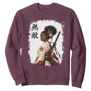 Afro African Pride Samurai Black Girl Sweatshirt Vintage Japanese Sumie Katana Graphic