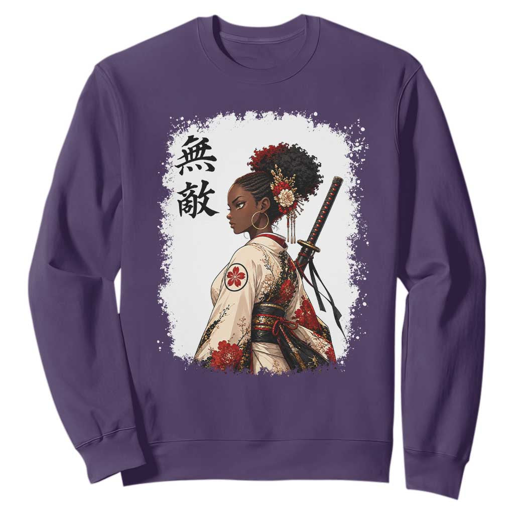 Afro African Pride Samurai Black Girl Sweatshirt Vintage Japanese Sumie Katana Graphic